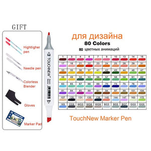 Art Drawing Marker Pen , TOUCHNEW 40 60 80 168 Colors Alcohol Graphic Art Sketch Twin Marker Pens Gift sketchbook for painting