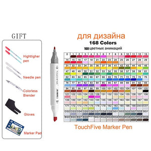 Art Drawing Marker Pen , TOUCHNEW 40 60 80 168 Colors Alcohol Graphic Art Sketch Twin Marker Pens Gift sketchbook for painting