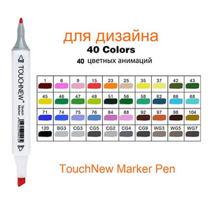 Art Drawing Marker Pen , TOUCHNEW 40 60 80 168 Colors Alcohol Graphic Art Sketch Twin Marker Pens Gift sketchbook for painting
